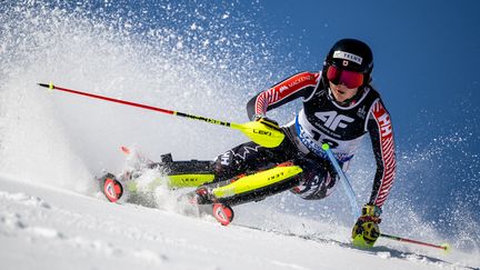 La Canadienne Laurence St-Germain lors du slalom à Méribel, le 18 février 2023. (FABRICE COFFRINI / AFP)