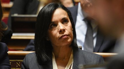 Salima Saa, Secretary of State for Equality between Women and Men, during Prime Minister Michel Barnier's general policy speech in the Senate, October 1, 2024. (MAGALI COHEN / HANS LUCAS / AFP)