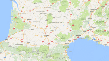 Carte de localisation de&nbsp;Saint-Sauveur-Camprieu,&nbsp;dans le Gard. (GOOGLEMAPS)