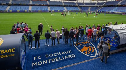 Le dernier entrainement du FC Sochaux Montbéliard au stade Bonal le 4 août 2023. (CHRISTIAN LEMONTEY / MAXPPP)