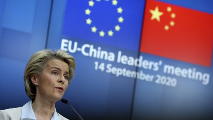 La présidente de la Commission européenne, Ursula von der Leyen, a l'issue du sommet virtuel avec le président chinois Xi Jinping. (YVES HERMAN / POOL / REUTERS POOL)