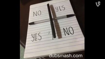 Capture d'&eacute;cran d'un "Charlie Charlie Challenge", r&eacute;alis&eacute; lundi 25 mai 2015.&nbsp; (VINE.COM)