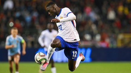 Randal Kolo Muani lors de Belgique-France en Ligue des nations, le 14 octobre 2024, à Bruxelles. (NICOLAS TUCAT / AFP)