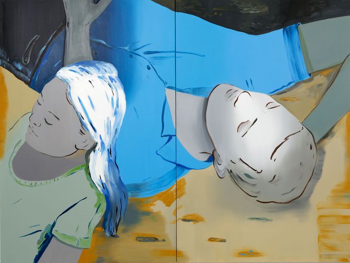 Françoise Pétrovitch, Sans titre, 2022, huile sur toile, diptyque, 240
x 320 cm (© A. Mole, Courtesy Semiose, Paris © Adagp, Paris, 2023)