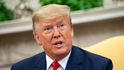 Donald Trump dans le bureau oval de la Maison Blanche, à Washington, la capitale fédérale américaine, le 9 juillet 2019. (KEVIN DIETSCH / CONSOLIDATED NEWS PHOTOS / AFP)