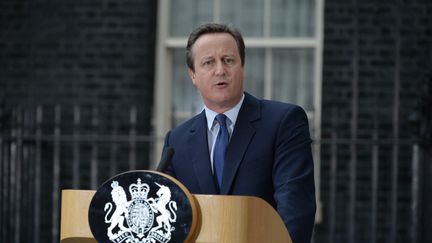 David Cameron, alors Premier ministre du Royaume-Uni,&nbsp;annonce sa démission à Londres, le 13 juillet 2016. (OLI SCARFF / AFP)