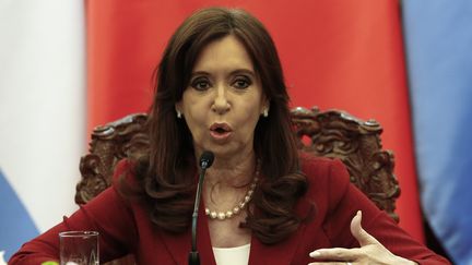 La pr&eacute;sidente argentine, Cristina Kirchner, &agrave; P&eacute;kin (Chine), le 4 f&eacute;vrier 2015. (ROLEX DELA PENA / AFP)