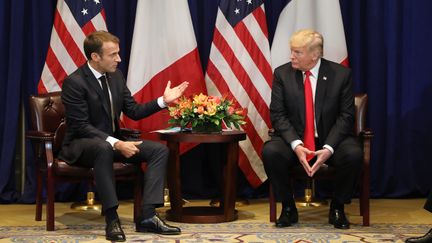 Emmanuel Macron et Donald Trump, le 24 septembre 2018 à New York. (LUDOVIC MARIN / AFP)