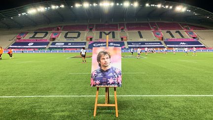 Le portrait hommage à Christophe Dominici dimanche lors de match Stade-Français-Toulon.