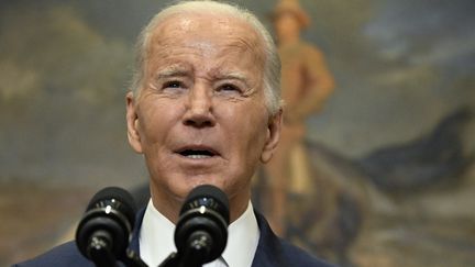 Le président américain Joe Biden, à Washington DC, le 16 février 2024. (ANDREW CABALLERO-REYNOLDS / AFP)