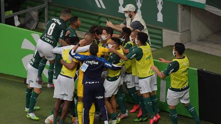 Lors d'un match entre Palmeiras et Corinthians au stade Allianz Parque, à Sao Paulo, au Brésil, le 8 août 2020&nbsp;(photo d'illustration). (NELSON ALMEIDA / AFP)