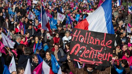 Le cort&egrave;ge de la Manif pour tous &agrave; Paris, le 2 f&eacute;vrier 2014. (  MAXPPP)