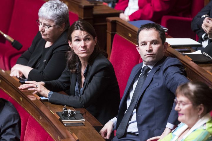 Aurélie Filippetti et Benoît Hamon, le 24 mai 2016, à l'Assemblée nationale.&nbsp; (MAXPPP)