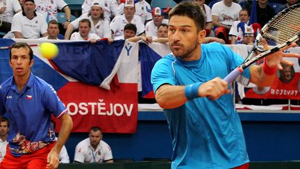 Radek Stepanek et Jan Hajek, la paire du double tchèque  (STANISLAV FILIPPOV / AFP)