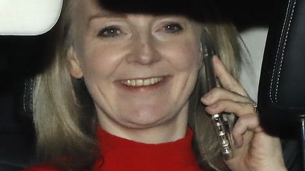 Liz Truss, ex-Première ministre au téléphone dans sa voiture à Londres (Grande-Bretagne), le 1er avril 2019. (TOLGA AKMEN / AFP)