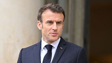 Emmanuel Macron à l'Elysée, le 10 mars 2023. (MUSTAFA YALCIN / ANADOLU AGENCY / AFP)