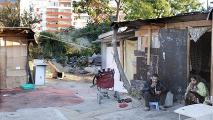 Camp de roms à Montpellier le 19 août 2010 (AFP. P.Guyot)