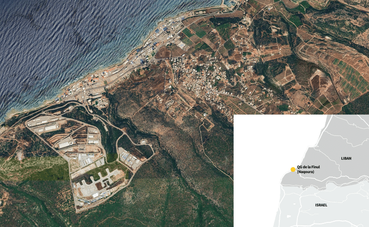 UNIFIL headquarters is located in Naqoura, a coastal town in southern Lebanon. (GOOGLE EARTH / FRANCEINFO)