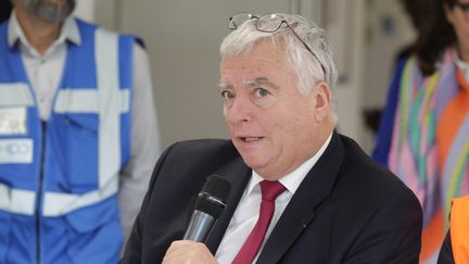 Jean-Luc Petithuguenin, président de Paprec, lors de&nbsp;&nbsp;Inauguration du centre de tri des dechets SMDO de Villers Saint Paul le 14 juin 2019. (FRED HASLIN / MAXPPP)