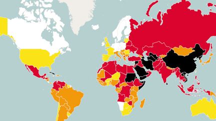 &nbsp; (Classement mondial de la liberté de la presse 2015 de Reporters sans frontières © RSF)