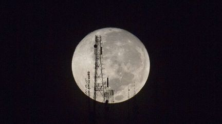 Silhouettes d'antennes radio et télé sur la montagne Boutilier à Port-au-Prince (Haïti), au petit matin le 27 septembre 2015.
 (Dieu Nalio Chery/AP/SIPA)