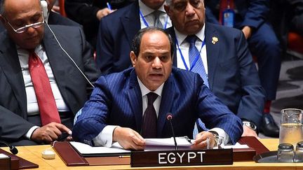 Le président égyptien Abdel Fattah al-Sissi, lors d'une réunion à haut niveau sur la Syrie au Conseil de sécurité de l'ONU, à New York, le 21 septembre 2016. (Pool/Egypt Presidency/ANADOLU AGENCY)