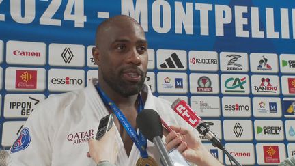 Teddy Riner lors de la Ligue des champions à Montpellier ce samedi 21/12/2024 (France télévisions)