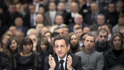 Sarkozy à Pontarlier (9 mars 2010) (AFP/JEFF PACHOUD)