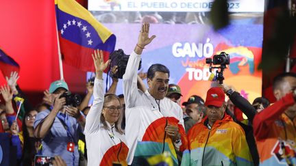 Nicolas Maduro, le président du Venezuela, après le résultat du référendum sur l'annexion de la région de l'Essequibo du Guyana voisin, à Caracasse, le 3 décembre 2023. (PEDRO RANCES MATTEY / AFP)