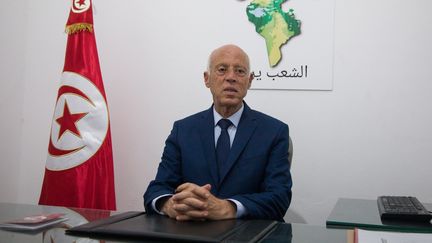 Le candidat à la présidentielle Kaïs Saïed, à Tunis, le 15 septembre 2019. (NACER TALEL / ANADOLU AGENCY)