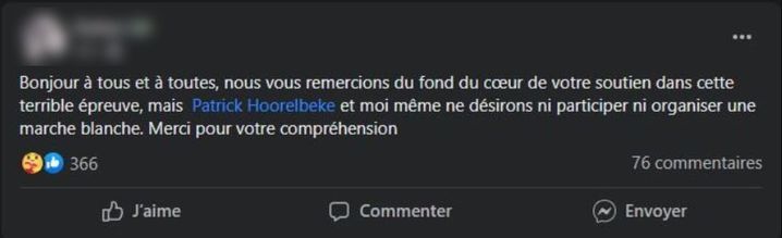 Le message de la belle-mère de Leslie sur sa page Facebook. (CAPTURE ECRAN)