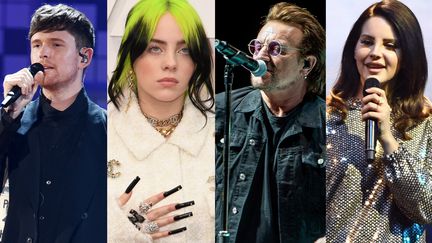 James Blake, Billie Eilish, Bono et Lana Del Rey ont tous publié de belles reprises en 2020. (AFP / KEVIN WINTER / ROBYN BECK / NILS MEIL VANG / ETHAN MILLER / AFP)