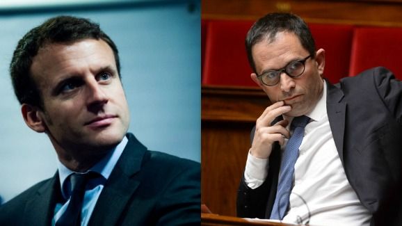 Emmanuel Macron et Benoît Hamon (AFP)