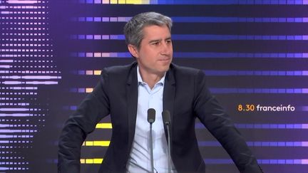 François Ruffin, député LFI de la Somme, était jeudi 13 avril l’invité du 8h30 franceinfo. (FRANCEINFO / RADIOFRANCE)