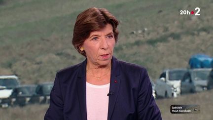 La ministre Catherine Colonna sur le plateau de France 2, le 5 octobre 2023, pour l'émission spéciale consacrée au Haut-Karabakh. (FRANCE TELEVISIONS) (FRANCE TELEVISIONS)