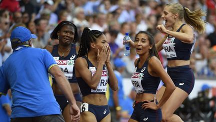 Le relais f&eacute;minin fran&ccedil;ais en finale des championnats d'Europe d'athl&eacute;tisme, le 17 ao&ucirc;t 2014 &agrave; Zurich (Suisse).&nbsp; (OLIVIER MORIN / AFP)