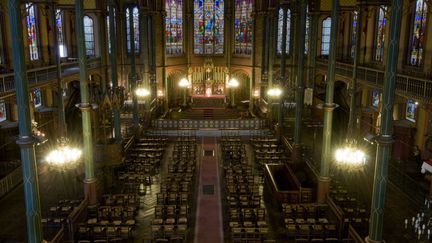 L'église&nbsp;Saint-Eugène-Sainte-Cécile, dans le 9e arrondissement de Paris où s'est tenue samedi 3 avril 2021 une messe sans respect des mesures barrières contre le Covid-19. (BEAUVIR-ANA / ONLY FRANCE)