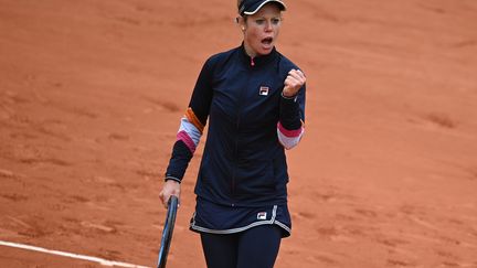 L'Allemande Laura Siegemund s'est qualifiée le 5 octobre pour les quarts de finale de Roland-Garros. (ANNE-CHRISTINE POUJOULAT / AFP)