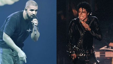 Drake à Paris en 2017, Michael Jackson à Tokyo en 1987
 (A gauche Edmond Sadaka / SIPA ©A droite © Kezuhiro Nogi / AFP)