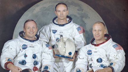 Les astronautes Neil Amstrong, Michael Collins et Buzz Aldrin, le 20 juillet 1969.&nbsp; (NASA / MEDIADRUMWORLD.COM / MAXPPP)