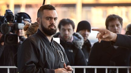 Eric Drouet, figure du mouvement des "gilets jaunes", au tribunal correctionnel de Paris le 15 février 2019.&nbsp; (LIONEL BONAVENTURE / AFP)