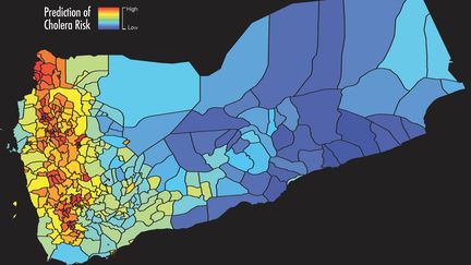 Les zones à risque du choléra au Yémen identifiées grâce à l'analyse des données satellites. (WEST VIRGINIA UNIVERSITY / ANTAR JUTLA)