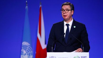 Aleksandar Vucic, président de la Serbie, le 2 novembre 2021 lors de la COP26 à Glasgow (Ecosse, Royaume-Uni).&nbsp; (HANNAH MCKAY / POOL)