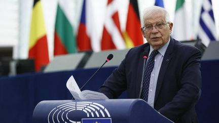 &nbsp;Josep&nbsp;Borrel, chef de la diplomatie de l’Union européenne, à Strasbourg, le 14 septembre 2021. (JULIEN WARNAND / POOL)