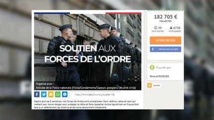 Une cagnotte a été lancée&nbsp;le 8 janvier 2019 sur le site Leetchi pour soutenir les forces de l'ordre. (LEETCHI / FRANCEINFO)