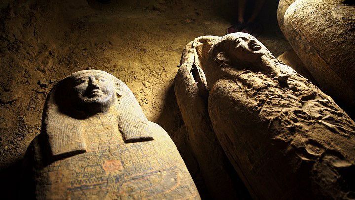 Des sarcophages découverts fin août dans la nécropole de Saqqara. (- / EGYPTIAN MINISTRY OF ANTIQUITIES)