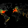 Cette carte r&eacute;alis&eacute;e par l'Am&eacute;ricain John Matherly montre la densit&eacute; des appareils connect&eacute;s &agrave; internet dans le monde. (JOHN MATHERLY / SHODAN)