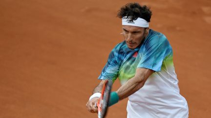 Juan Monaco lors de son match contre David Ferrer, le 26 mai 2016.&nbsp;L'Argentin a perdu en 4 sets contre l'Espagnol. (PHILIPPE LOPEZ / AFP)