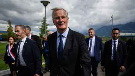 Le Premier ministre Michel Barnier au Bourget du Lac (Savoie), le 12 septembre 2024. (JEFF PACHOUD / AFP)