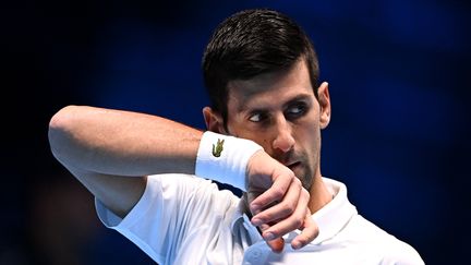 Novak Djokovic lors de la finale de l'ATP Masters, dimanche 21 novembre. (ALEXEY FILIPPOV / SPUTNIK)